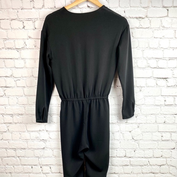 H&M Long Sleeve Black Pant V-Neck Jumpsuit 2 - Picture 7 of 10